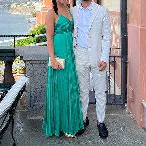 ALC Aries Pleated Dress in Viridian Green